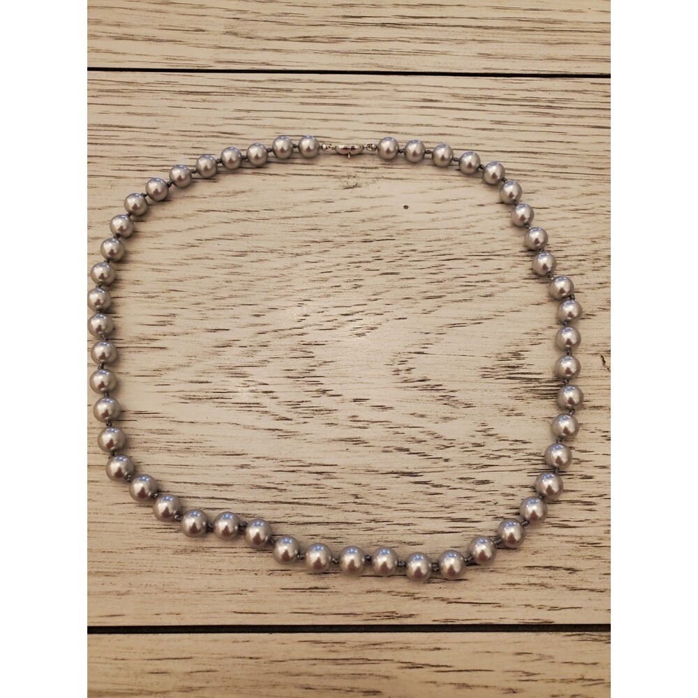 Monet Silver Faux Pearl Knotted 19" Necklace Vintage